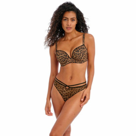 AA401231LED Podprsenka FREYA WILD SIDE UW MOULDED PLUNGE T-SHIRT BRA LEOPARD