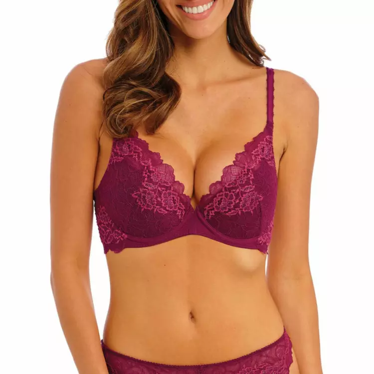 WE135003REM Podprsenka WACOAL LACE PERFECTION UW PLUNGE BRA RED PLUM