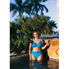 FS502801BDA Plavky vrchní díl FANTASIE SWIM EAST HAMPTON UW GATHERED FULL CUP BIKINI TOP BLUE DIAMOND