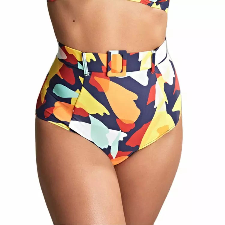 SW1845PPT Plavky spodní díl PANACHE SWIM PUGLIA HIGH WAIST BELTED BRIEF PUGLIA PRINT