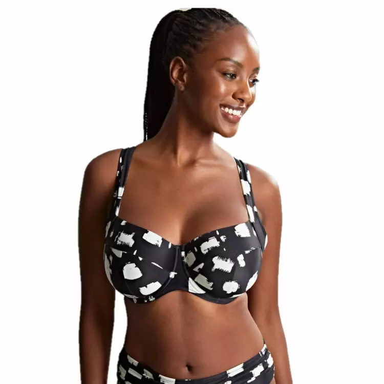 SW1722ABST Plavky vrchní díl PANACHE SWIM BLACK SAND BALCONY BIKINI TOP BLACK SAND PRINT