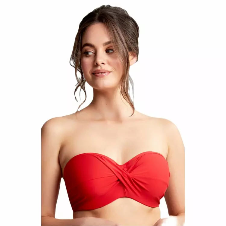 SW1303FRD Plavky vrchní díl PANACHE SWIM ANYA RIVA TWIST BANDEAU BIKINI FIERY RED