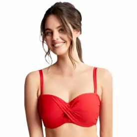 SW1303FRD Plavky vrchní díl PANACHE SWIM ANYA RIVA TWIST BANDEAU BIKINI FIERY RED