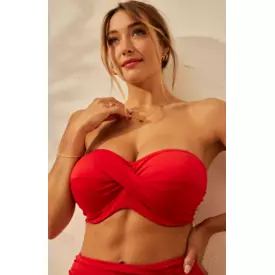 SW1303FRD Plavky vrchní díl PANACHE SWIM ANYA RIVA TWIST BANDEAU BIKINI FIERY RED