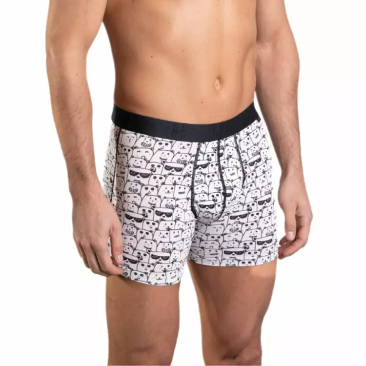 LHKBM305NGBR Pánské prádlo LOÏC HENRY GRAPHIC MODAL/ELASTAN BOXER BEAR