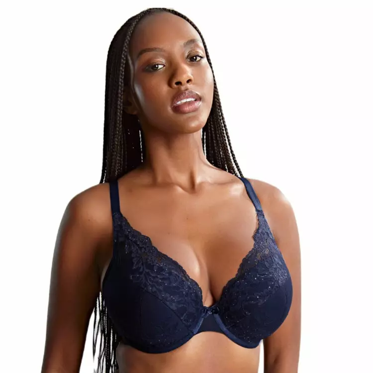 PA9397MSN Podprsenka PANACHE ANA HIGH APEX PADDED PLUNGE BRA MIDNIGHT SEQUIN