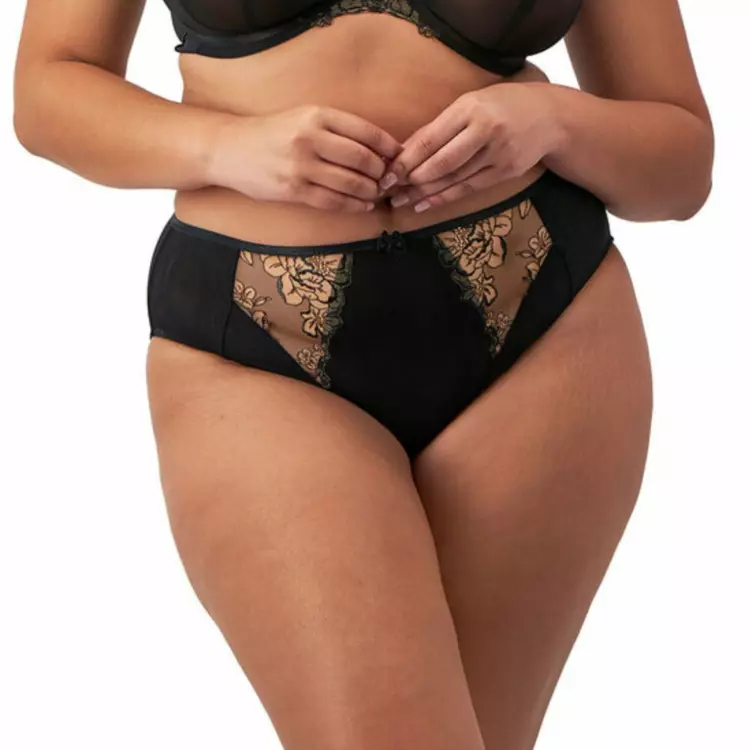 EL302653ALM Kalhotky ELOMI TEAGAN HIGH LEG BRIEF BLACK/ALMOND