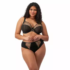 EL302653ALM Kalhotky ELOMI TEAGAN HIGH LEG BRIEF BLACK/ALMOND