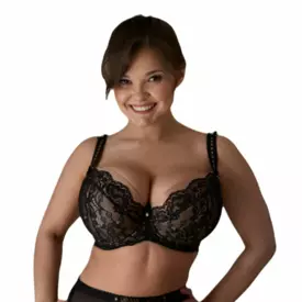 EM2071BLE Podprsenka EWA MICHALAK CAPUCCINKA PADDED PLUNGE BRA BLACK LACE