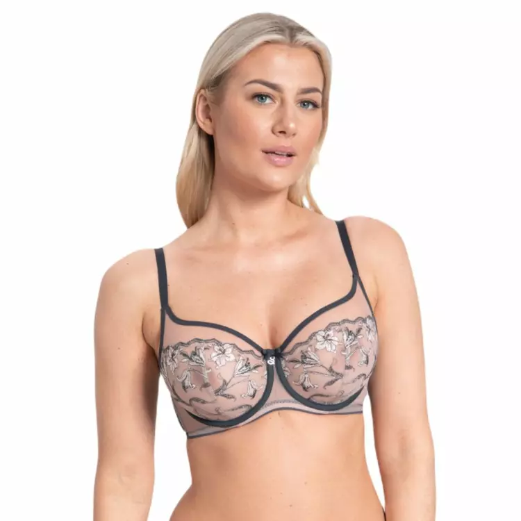 SAELIZAA143GRE Podprsenka SAMANTA ELIZA A143 SOFT HIGH APEX BRA GRAPHITE